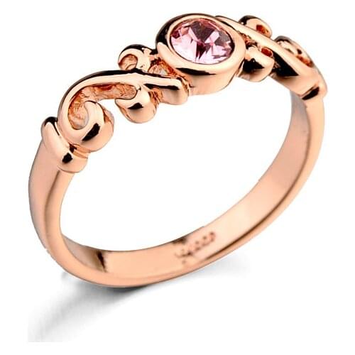 Brand TracysWing Genuine Austria Crystal gold Color Rings for Women healthy Anti Allergies #RA11876Pink