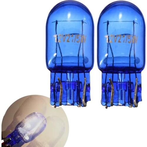 1/2/4pcs Signal Lamp T20 580 7443 W21/5W 12V W3x16q Natural Blue Glass Stop Brake Tail Car Signal Side Bulbs Light Lamps