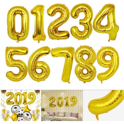 1pcs 40 Inch Aluminum Foil Gold Number Digital Balloon Birthday Party Decoration