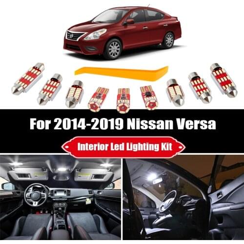 10 Bulbs For 2014-2018 2019 Nissan Versa White Car LED Interior Map Dome Light Kit Trunk Cargo License Plate Lamp Accessories