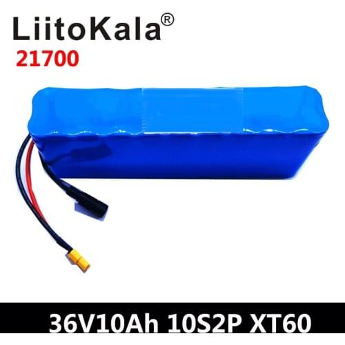 LiitoKala 36V battery 10ah 21700 5000mah 10S2P battery pack 500W high power battery Ebike electric bicycle BMS XT60