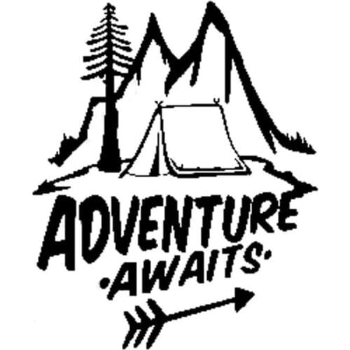 Car Styling 14cm*16cm Adventure Awaits A Camping Greatested Vinyl Car Sticker Beautiful Window Decal