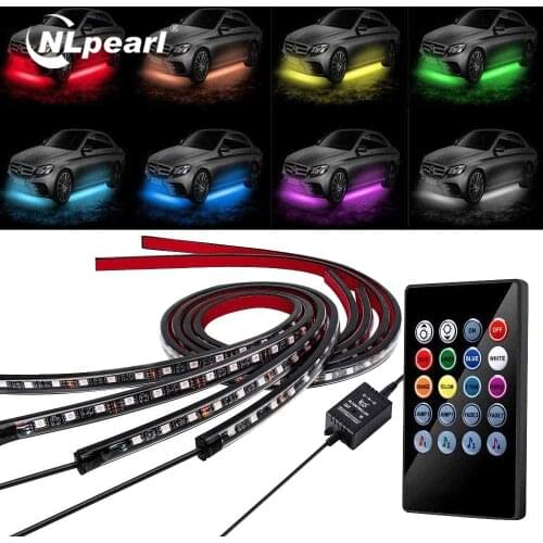 NLpearl Car Underglow Light Flexible Strip LED Underbody Light Remote /APP Control Led Neon Light RGB Decorative Atmosphere Lamp