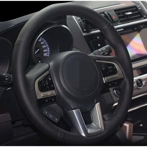 DIY Black Genuine Leather Car Accessories Steering Wheel Cover For Subaru Legacy 2016 Outback 2016 2015 XV 2016 Forester 2016