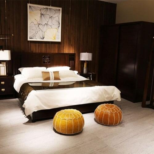 Decorative Moroccan PU Leather Pouf Soft Round Cushion Without Core 55*55*35cm Unstuffed Cushion Pillow Modern Home Decor