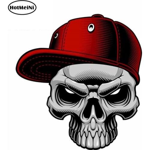 HotMeiNi 13cm x 12.2cm For Skull With Cap Cartoon Spoof Gift 3D Car Stickers Occlusion Scratch Waterproof Vinyl Decal