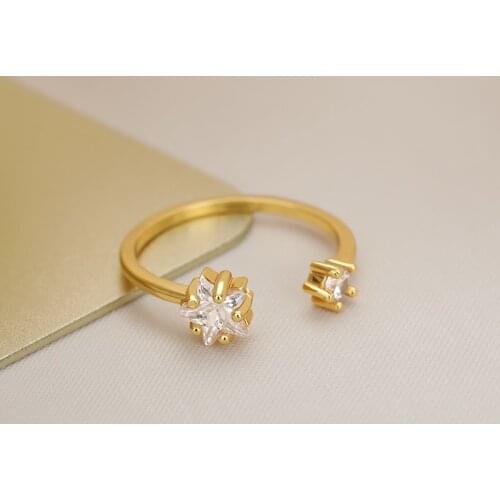 Trendy Simple Cute Zircon Star Rings For Women Gold Stainless Steel Fashion Exquisite Jewelry Couple Wedding Girl Friend Gifts