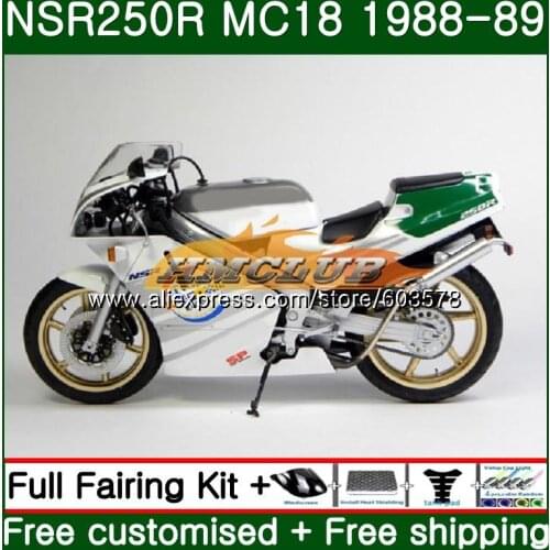 Kit For HONDA NSR 250 R MC18 PGM2 NSR 250R NS250 NSR250R 1988 1989 100CL.88 MC16 NSR250 R RR NSR250RR 88 89 Fairing White Green
