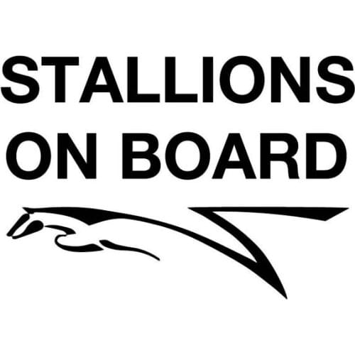 Creative STALLIONS ON BOARD Funny Decals High Quality Car Decoration Personality Pvc Waterproof Decals Black/white, 16cm*14cm