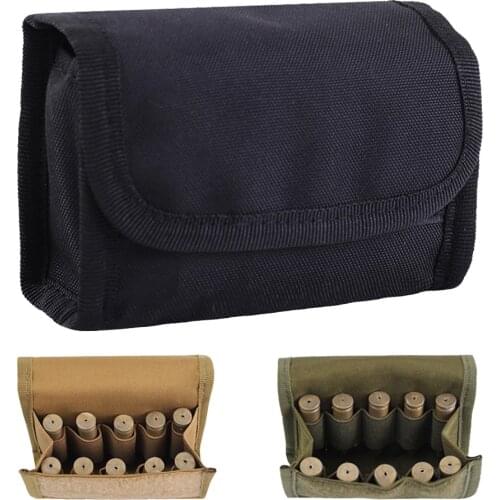 10 Round Tactical Shell Holder Ammo Bag Military Molle Waist Bag Hunting Shooting 12/20 Gauge Shotgun Cartridges Bullet Pouch