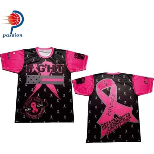 Black Pink Ribbon Sponsored Baseball Tshirts for Special Big Events