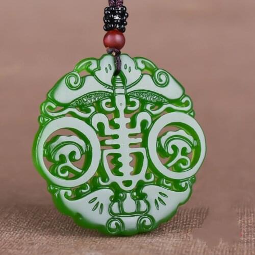 Bat Natural Green Jade Pendant Necklace Chinese Hand-carved Charm Jadeite Jewelry Fashion Amulet Gifts for Women Men