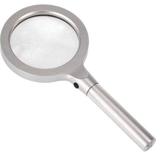 Metal Handheld Magnifier 12 LED Reading Magnifying Glass 5X 10X Magnifying Lens Loupe Double Lenses T5UC