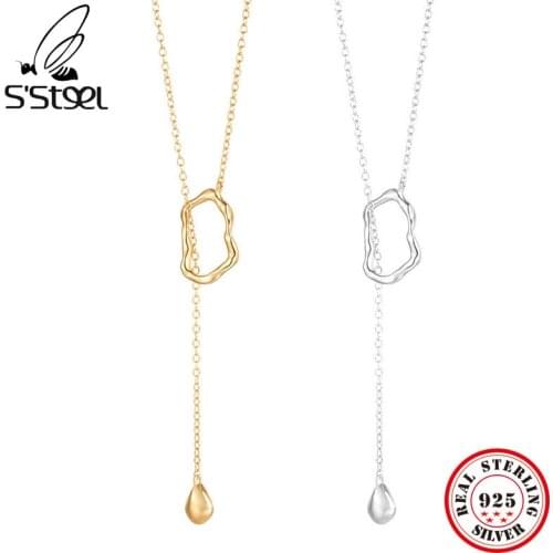 SSTEEL Trendy Geometric Pendants Necklaces Sterling 925 Silver For Womens Minimalist Necklace Accessories Luxury Fine Jewelry