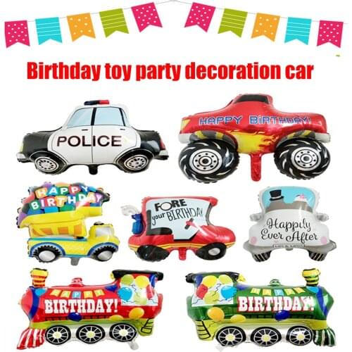 Cartoon Car Aluminum Film Balloons Train School Bus Tank Children Birthday Toy Party Decor Kids Ballon Globos Party Supplies Diy