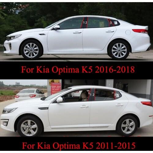 6pcs/Set For Kia Optima K5 2011-2015/2016-2018 Car Window Center Pillar Sticker Trim External Decoration Film Cover Car Styling