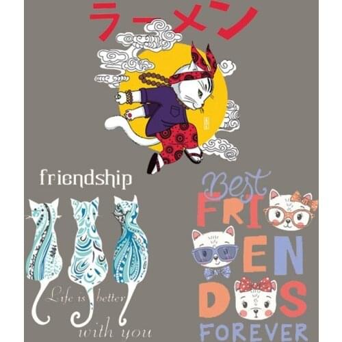Cartoon Cat Parches Iron On Stickers Washable Appliques A-level Patches Japan Style Heat Transfer For DIY T-shirt Clothes Decor