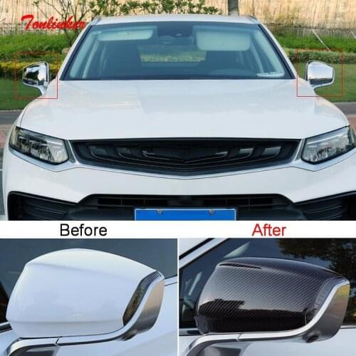 Tonlinker Exterior Car Rearview Mirror Cover Stickers For Geely Tugella FY11 2019-20 Car Styling 2 PCS ABS Chrome Cover Stickers