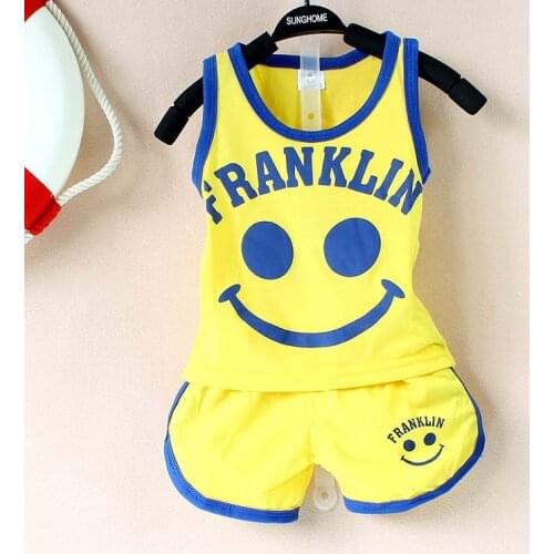 2020 New baby boys/ baby girls clothing suit cotton Smile pattern summer Vest & shorts baby boy clothing set 2 pieces
