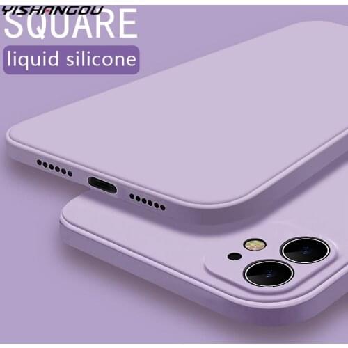 New Luxury Original Square Liquid Silicone Soft Case For iPhone 11 12 Pro X XR XS Max 7 8 6 6s Plus SE 2020 12 Pro Phone Cover