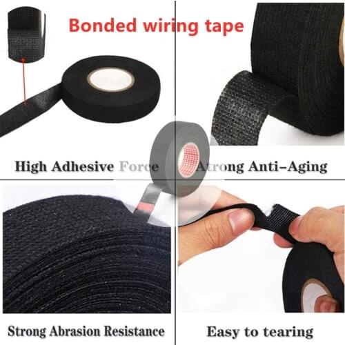 Flame retardant tape long15M Heat-resistant Adhesive Cloth Fabric Tape Car Cable Harness Wiring Loom Protect Multi-specification