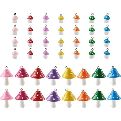 Pandahall Colorful Resin Mushroom Pendant For Earring Necklace Keychain DIY Jewelry Making Decor Accessories