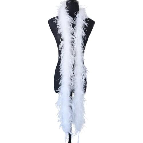 Feathers Dyed Ostrich feather boa White Decorative feathers Shawl Scarf Ribbon for Wedding Party Dress Decoration Crafts 2Meters