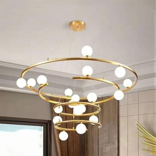 Simple Modern Chandelier Duplex Building Villa Stairs Chandelier Restaurant Nordic Light Model Room Hotel Tooling Hanging Lights