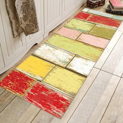Kitchen Carpet Anti Slip Striped Printed Microfiber Door Mat Hall Rugs Modern Kitchen Mats Long Bath Rug Home Welcome Carpets