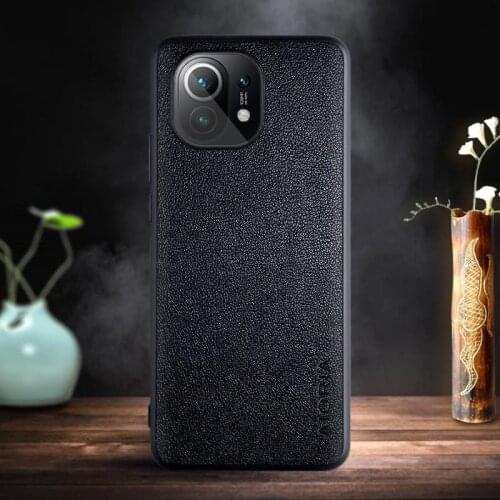 Anti-Knock Thin Leather Skin Shell Case for Xiaomi Mi 11 Mi11 Xiaomi11 Phone Accessories Back Cover Fundas Capa