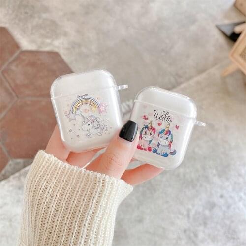 Rainbow Unicorn Pony Clear Pouch Earphone Case For Airpods 1/2 Pro Charger Soft Body Protection