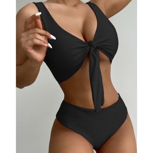 Sexy High Waist Bikini Set Black Swimsuit Women 2021 Swimwear Push Up Bow Bathing Suit Biquinis Brazilian Bikinis 2021 Mujer