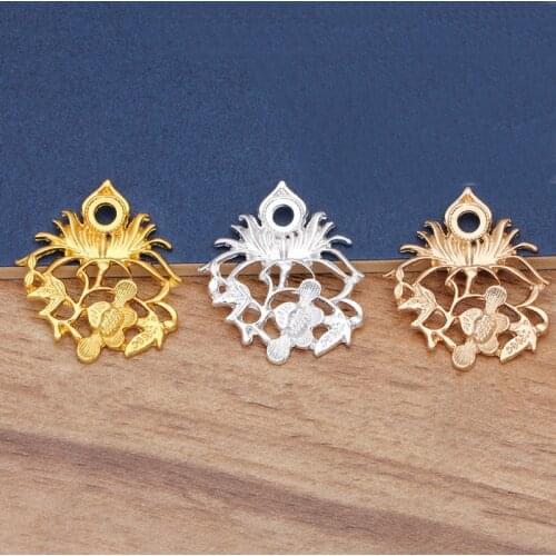 20 PCS 29*33mm Metal Alloy Gold Silver Color Flowers Connectors Charm DIY Accessories For Jewelry Making