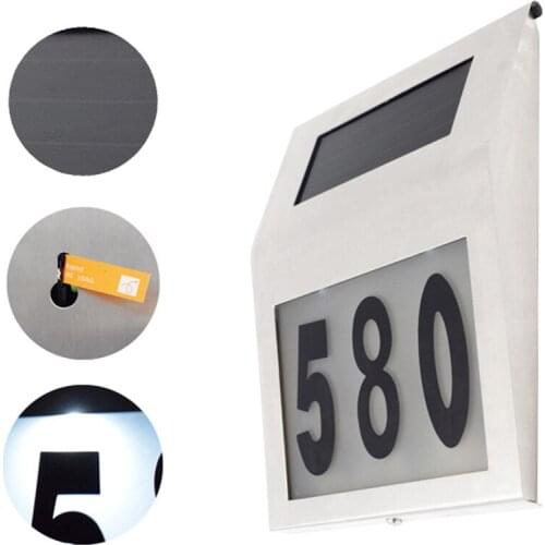 LED Solar Power Number Sign Light House Hotel Door Address Digits Outdoor Waterproof Plaque Lighting for Home Yard street