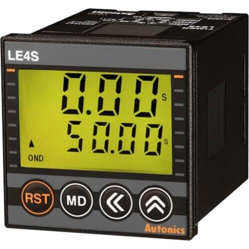 LE4S Timer, Backlit LCD, 1/16 DIN, 10 Mode, Multi-Range, SPDT, 24-240 VAC/VDC(socket required)