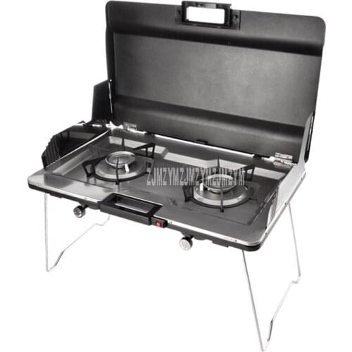 Outdoor Double Head Gas Stove Foldable Portable Stove Aluminum-magnesium Alloy Cooking Hiking Picnic Camping Gas Stove B20