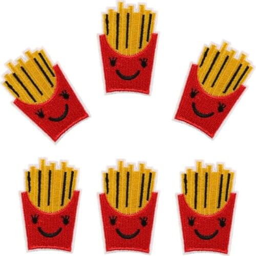 Smiling Fries Food Patch for Clothing Iron on Patches for Clothes Badges Clothes Applique Patches for Jeans 10pcs