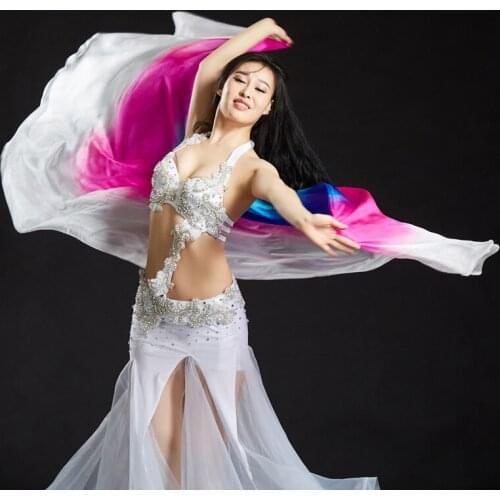 Top Gradient Color Belly Dance Veils 250*110cm Hand Throw Scarf Shawl Belly Dancer Accessory Adult Multi Color Bellydance Veil