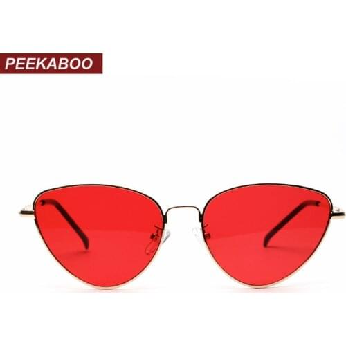 Peekaboo red cat eye sunglasses women clear lens sun glasses for women cat eye metal pink yellow uv400