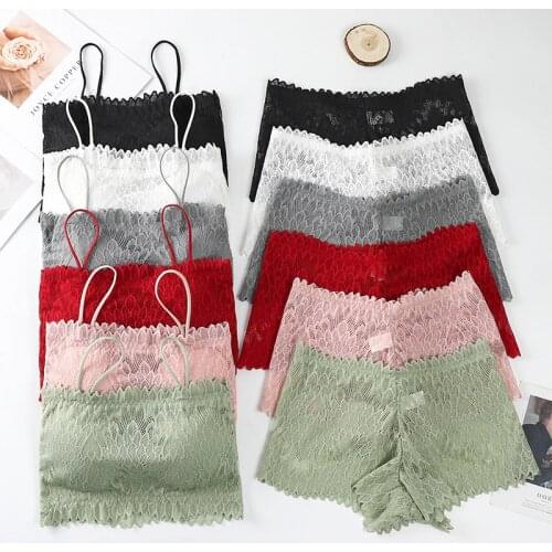 Women Lace Bralette Floral Lace Bra Sets Sexy Bra Seamless Underwear Backless Vest Shorts Panties Female Sexy Lingerie Set