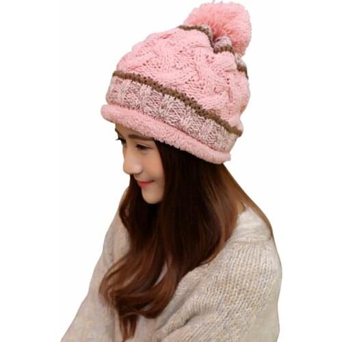 Winter Warm Hairball Pom Hat For Womens Hats Thick Snowboard Caps Knitted Beanies Cap Wholesale New Style