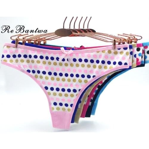 Rebantwa 10pcs Sexy Bikini Panties Thongs Knickers Women Underwear Cotton Cute Dot Calcinha Lingerie Women G string Ladies Tanga
