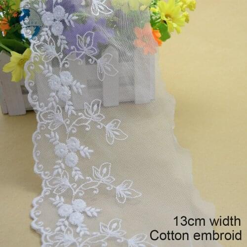 10yards 13cm Cotton embroid lace sewing ribbon guipure lace fabric trim warp knitting DIY Garment Accessories african lace#3326