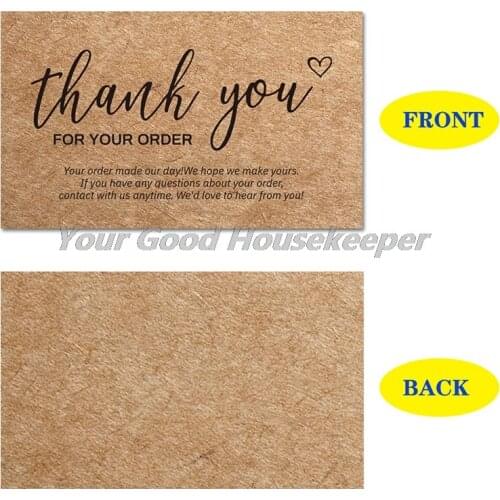 30pcs/bag Thank You for Your Order Cards kraft Paper Thanks Greeting Card