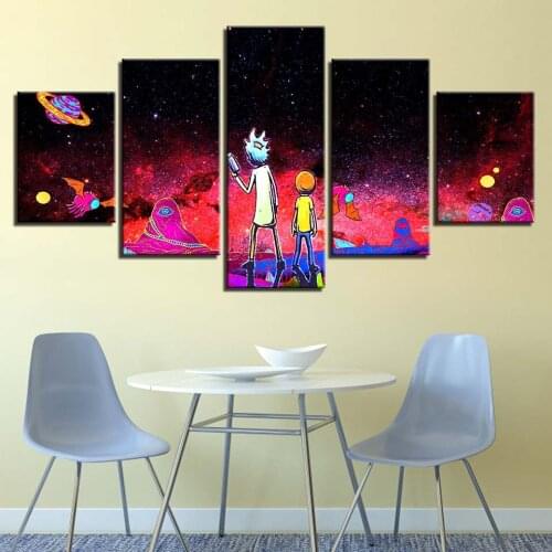 5 Pieces Abstract Cartoon Space Travel Anime Posters Modular Canvas HD Prints Paintings Wall Art Pictures Home Decor No Framed