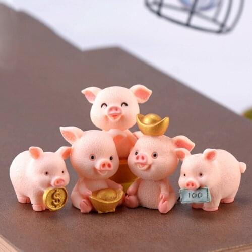8 pcs Fortune pig DIY multi meat and micro view cake, auto pendant, pig year cartoon pendant, mini pig resin handicraft