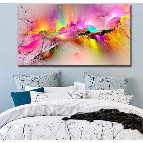 HUILIN Abstract Colorful Canvas Painting Wall Art Pictures For Living Room Decorative Picture Color block Prints And Posters