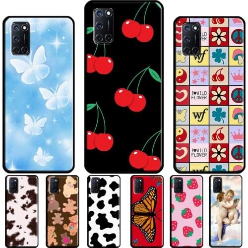 Lucky Butterfly Sky Bear-y Cute Cowhide For OPPO Reno 4 Pro 2 Z A5 A9 A53 A31 2020 A1K A3S A5S A15 A52 A72 A83 F7 F5 Phone Cover