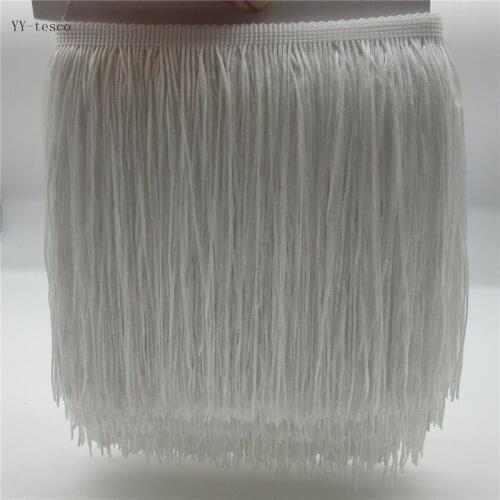1 Yards 20CM Long Lace Fringe Trim Polyester Tassel white Fringe Trimming For Diy Latin Dress Clothes Accessories Lace Ribbon