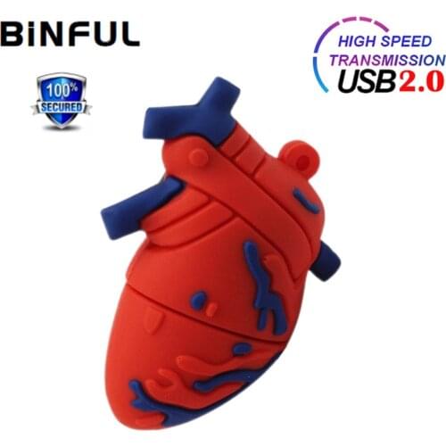 BiNFUL Pen Drive Fun Organ Heart Brain Model Memory Stick U Disk 2.0 4GB 8GB 16GB 32GB 64GB 128G Usb Flash Drive 256GB Pendrive